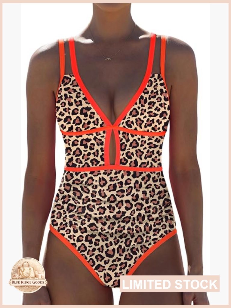 Tummy Control One Piece Swimsuit Plunging V-Neck Cutout Crisscross Back